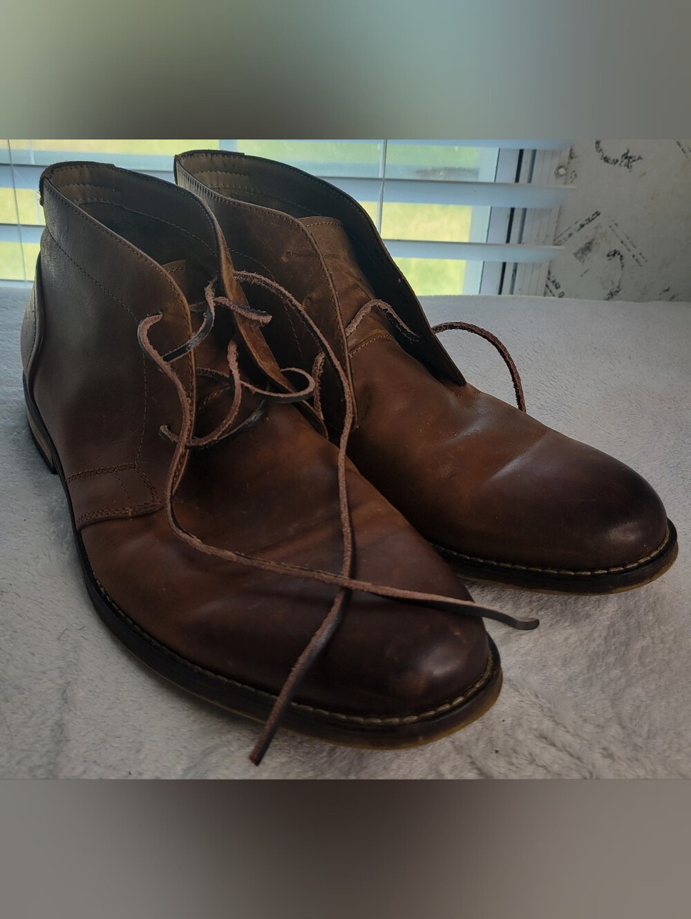 Classic Brown Leather Mens Chukka Boots Ranni Sz 10.5 Aston Grey Collection Used